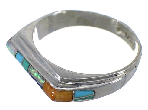 Turquoise Multicolor Jewelry Sterling Silver Ring Size 6-1/2 HS34050
